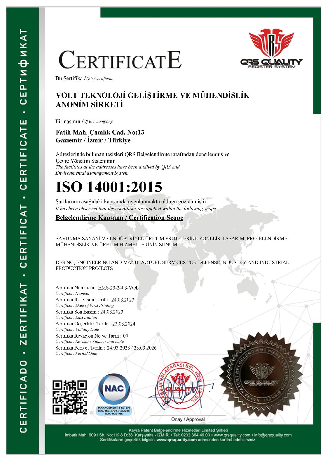 ISO14001 2015 Çevre Yönetim Sistemi_2023