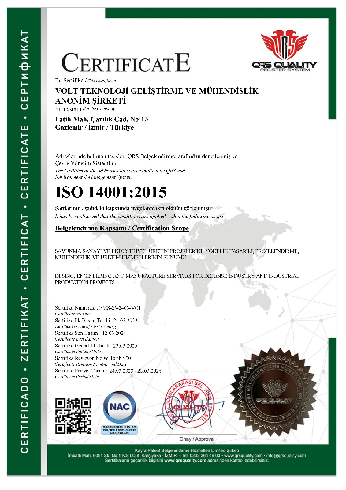 ISO14001 2015 Çevre Yönetim Sistemi_2024